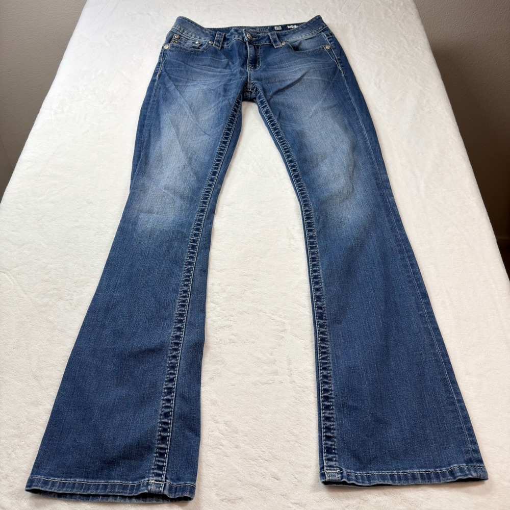 Miss Me Bootcut Jeans Womens 29 Blue Good Embroidered Peacock MP7890B